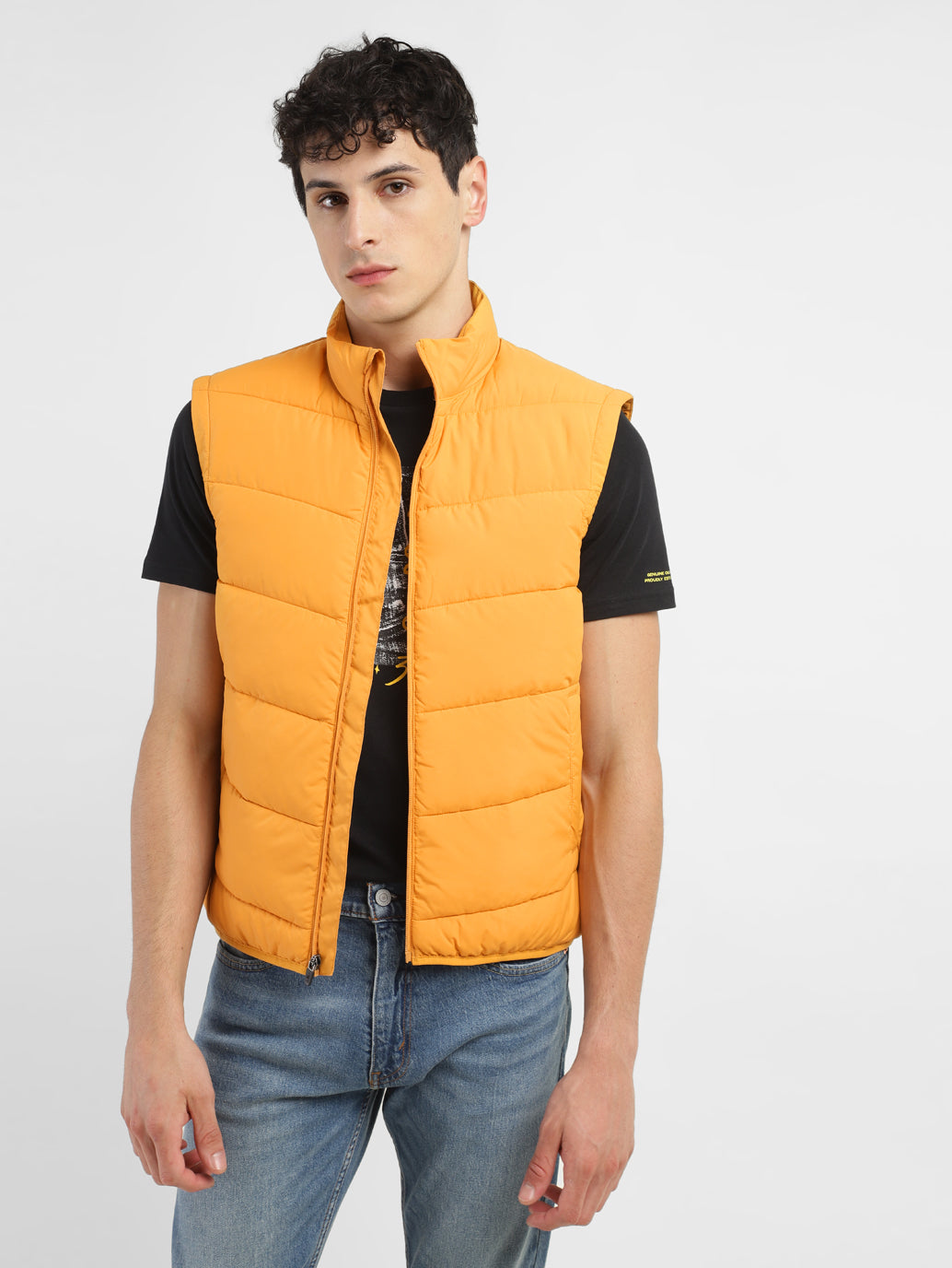 Men's Yellow High Neck Puffer Jackets - 112d13d8-159b-401c-a890-c4adb29140c3 View