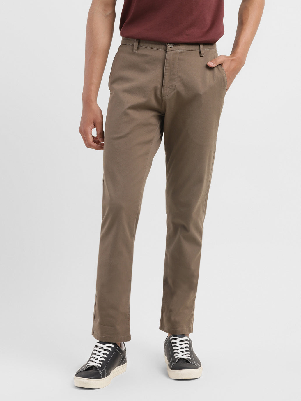 Men's Brown Slim Fit Trousers