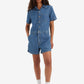 Women's Solid Blue Spread Collar Romper