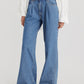 Women's High Rise Baggy Wide Leg Blue Jeans