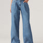 Women's High Rise Baggy Wide Leg Blue Jeans