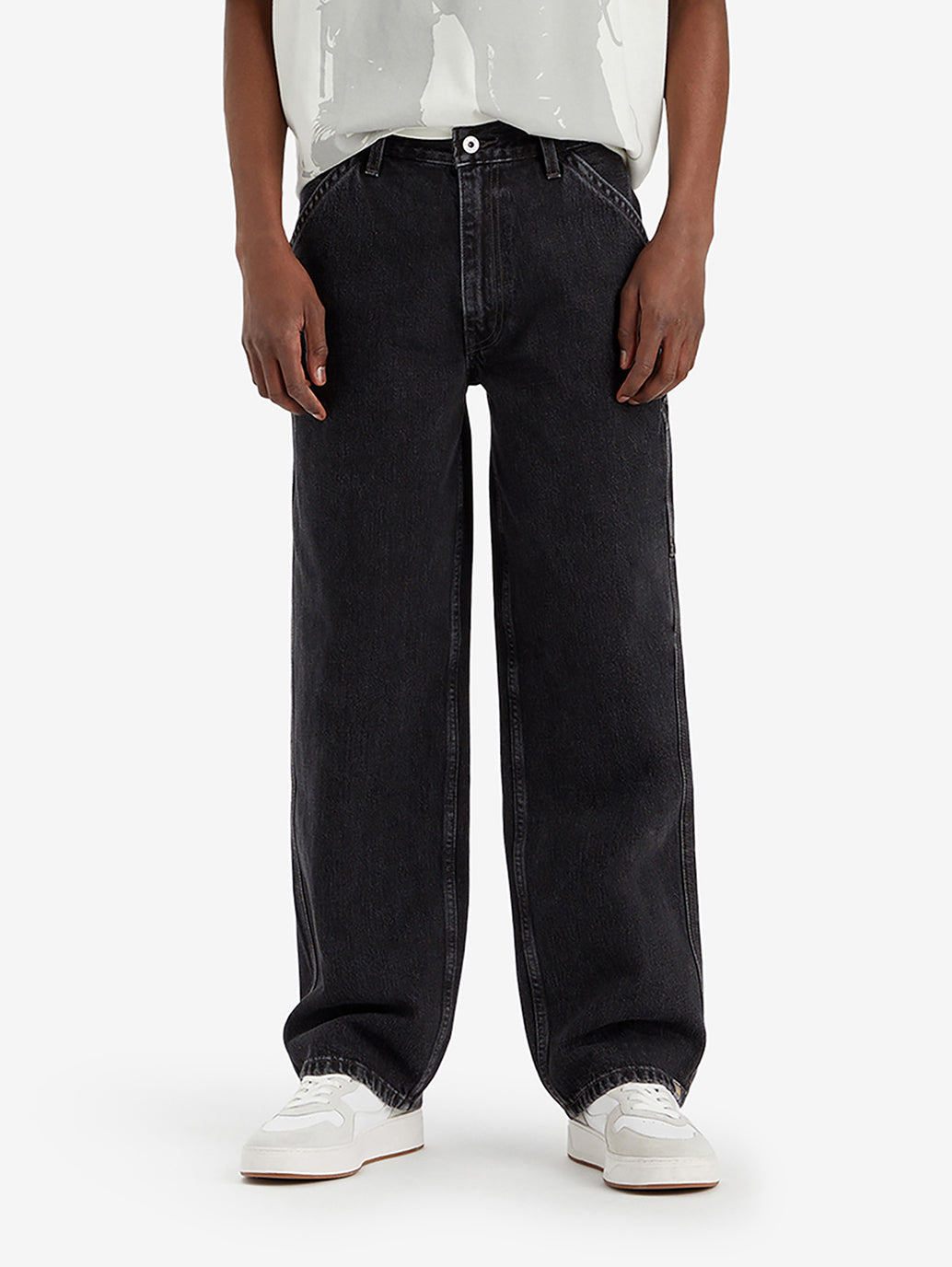 Men's Black Baggy Fit Mid Rise Jeans - 9a5d1d32-c3ac-4d8a-b63b-3986710a34a9 View