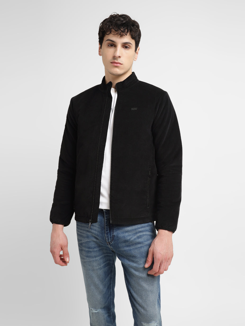 Men's Black Regular Collar  Jacket