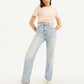 Women's Blue Ribcage Straight Fit High Rise Jeans - 4486b126-6240-46b9-b8ed-b5f206440e02 View