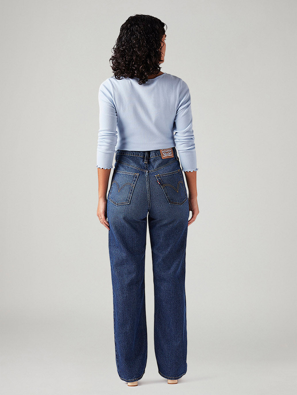 Women's Blue Ribcage Straight Fit High Rise Jeans - Back View