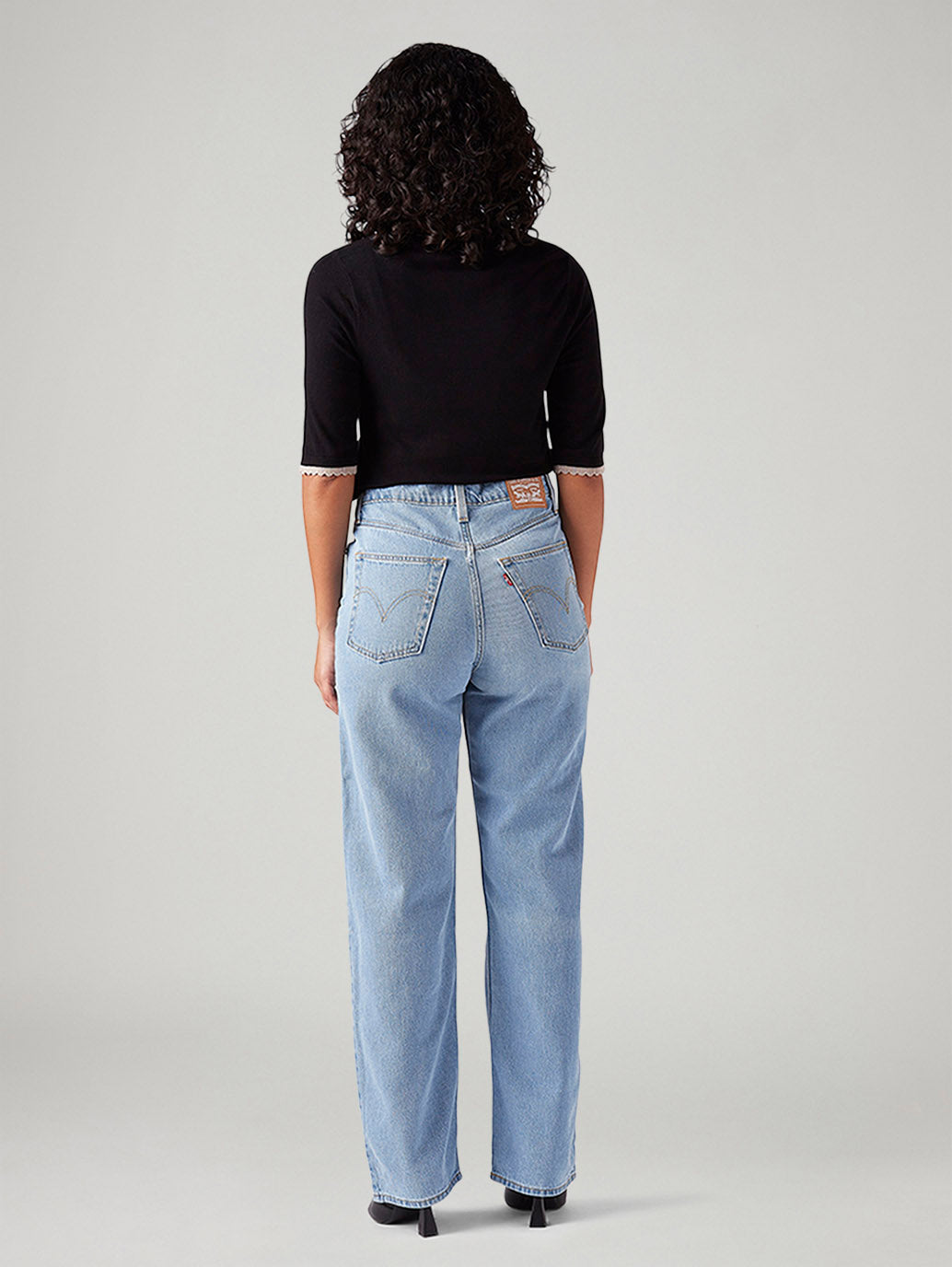 Women's Light Blue Ribcage Straight Fit High Rise Jeans - Back View