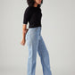 Women's Light Blue Ribcage Straight Fit High Rise Jeans - Side View