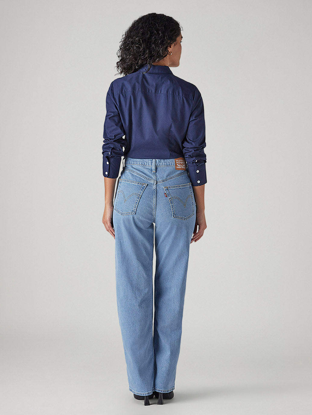 Women's Light Blue Ribcage Straight Fit High Rise Jeans - Back View