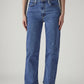 Women's Med Indigo Ribcage Straight High Rise Jeans - Front View