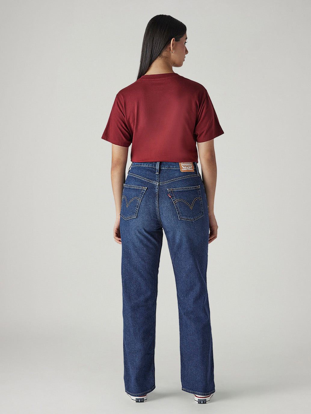 Women's Blue Ribcage Straight Fit High Rise Jeans - Back View