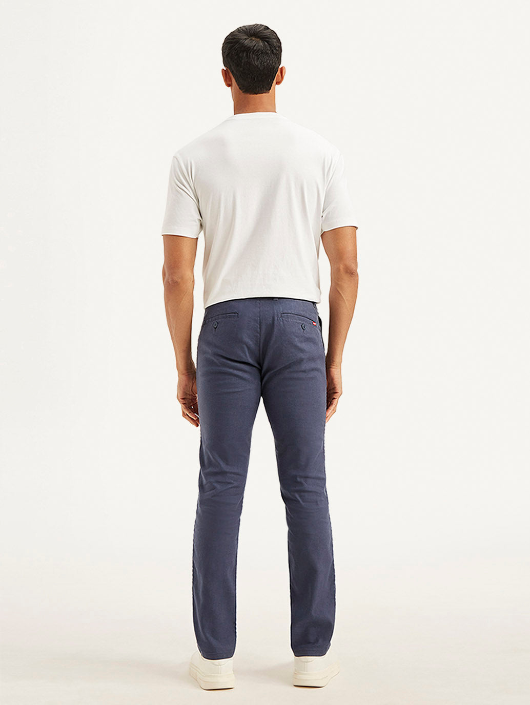 Men's Mid Rise Navy Straight Fit Trousers - 073f2f28-0d6d-408c-9c0a-587062a28816 View