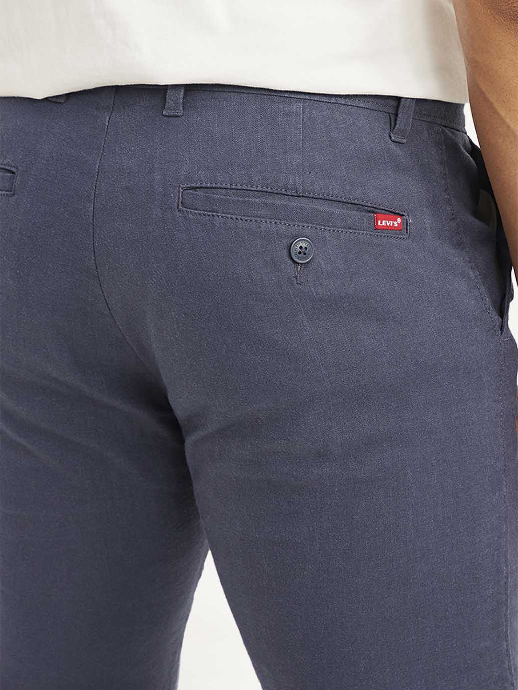 Men's Mid Rise Navy Straight Fit Trousers - a84e8e0e-0344-4a85-8fda-488913e55beb View