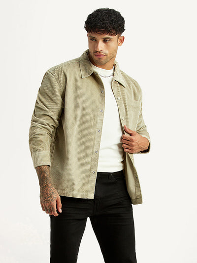 levi's Men's Textured Green Relaxed Fit Shirt-picture-19