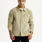 Men's Textured Green Relaxed Fit Corduroy Shirt - Front View
