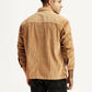 Men's Textured Tan Relaxed Fit Corduroy Shirt - Back View