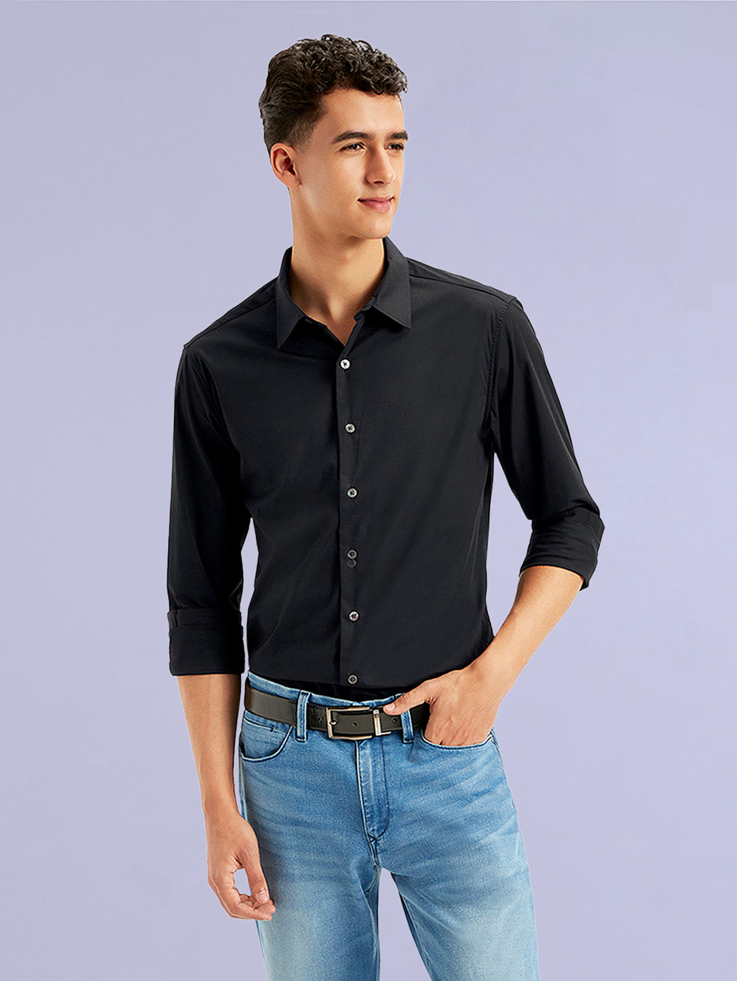 Men's Redloop Solid Spread Collar Shirt