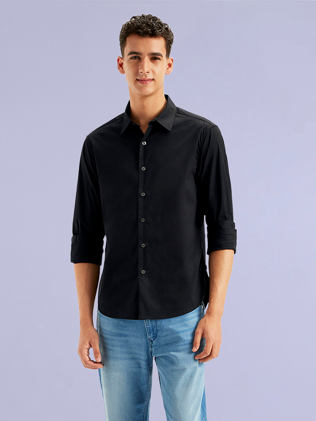 Men's Redloop Solid Spread Collar Shirt - 838e6e81-1021-4c66-a42b-58b9a04b690b View