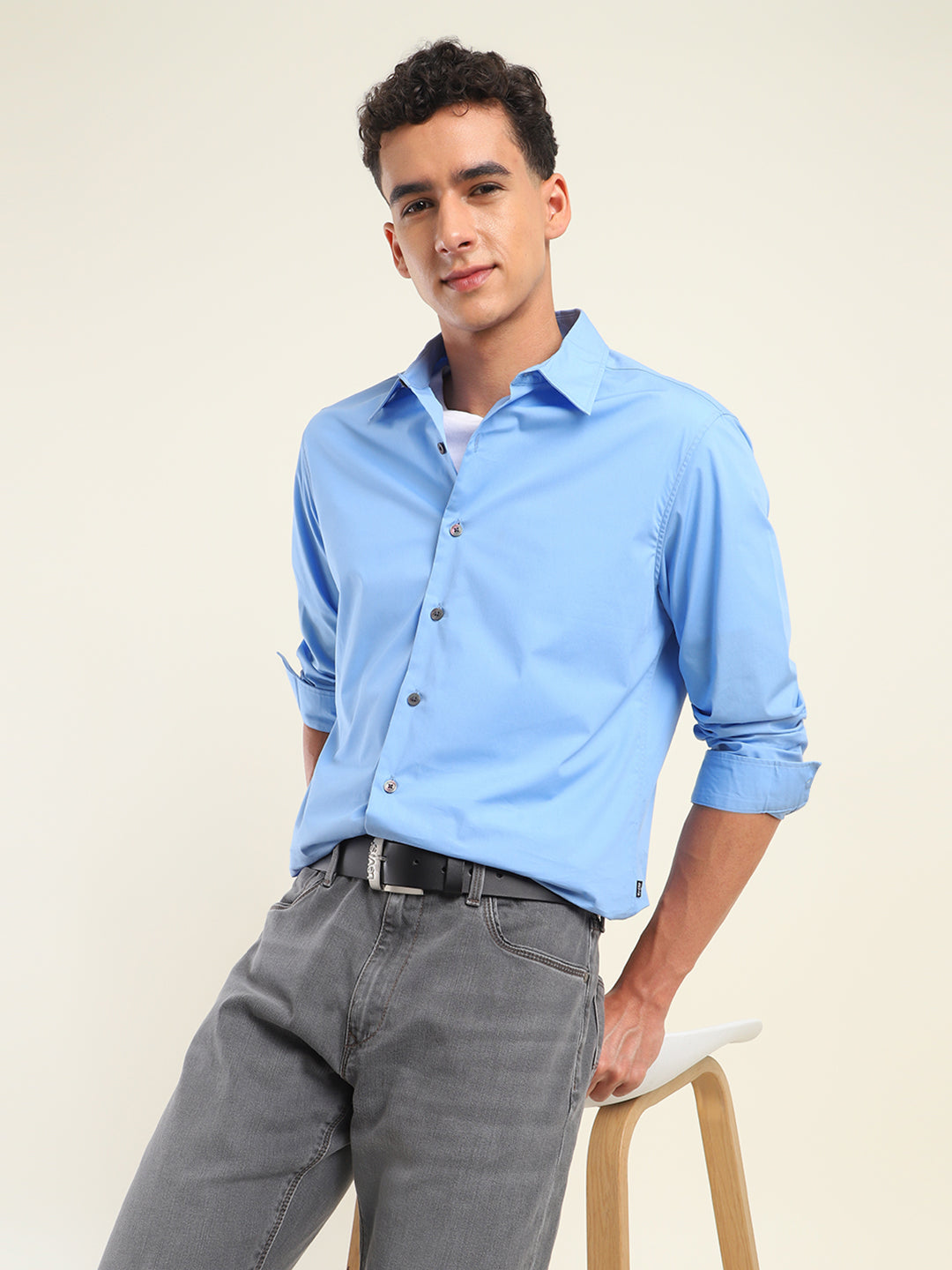 Men's Redloop Solid Spread Collar Shirt