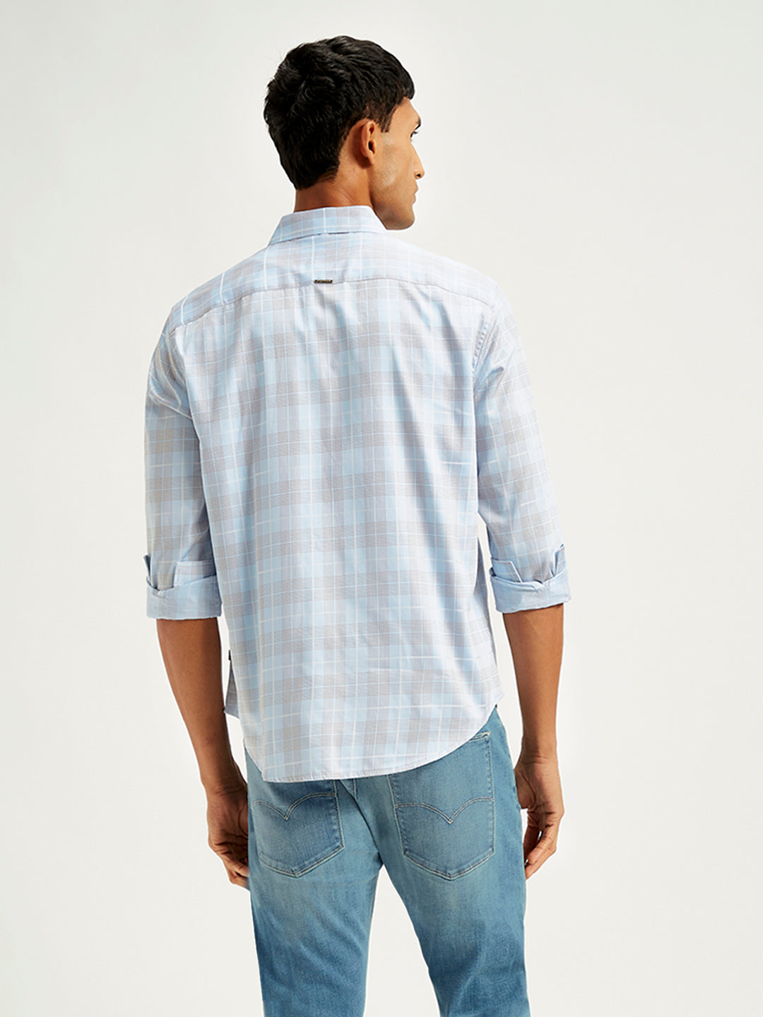 Men's Checkered Spread Collar Shirt