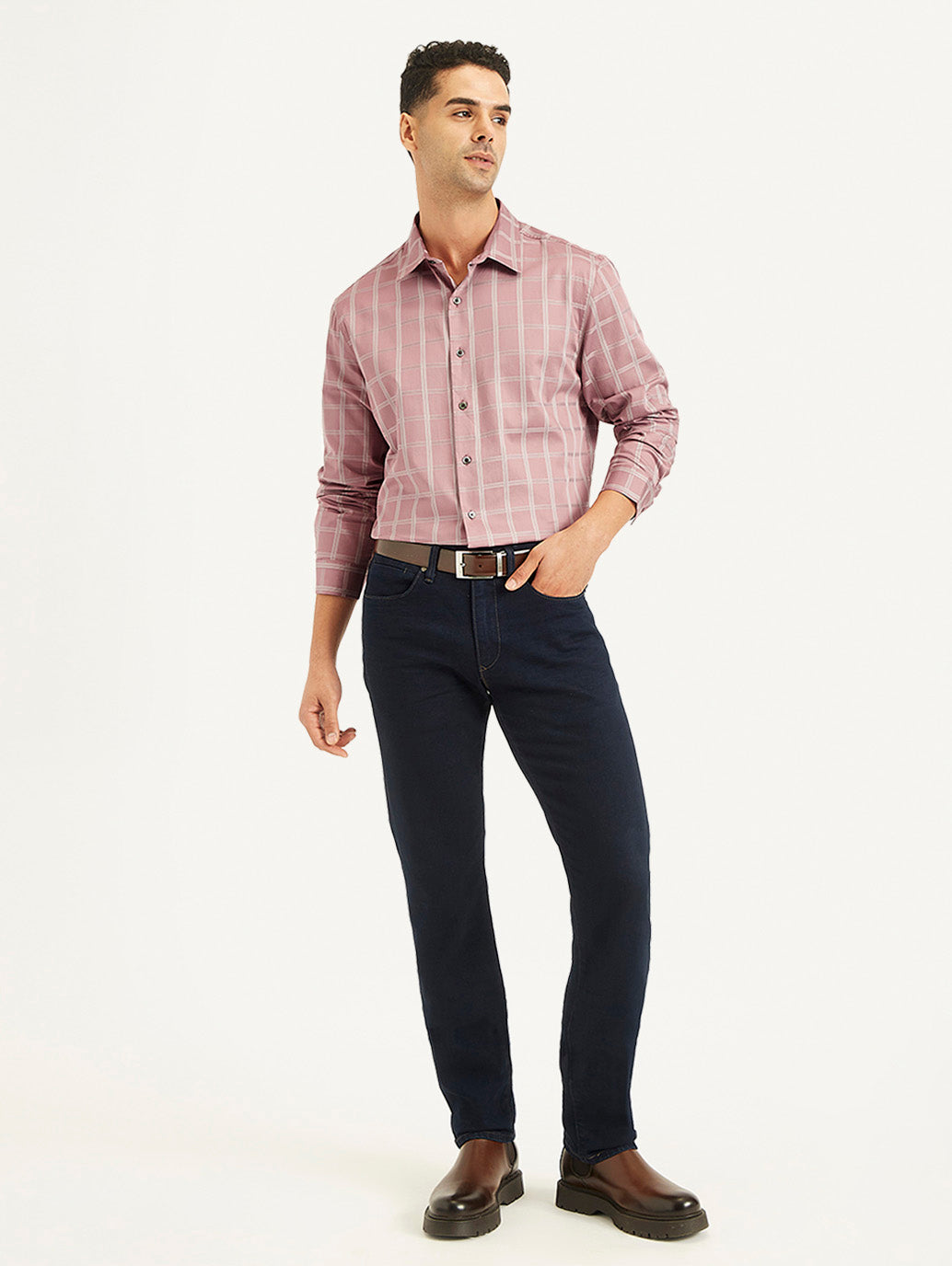 Men's Checkered Spread Collar Shirt