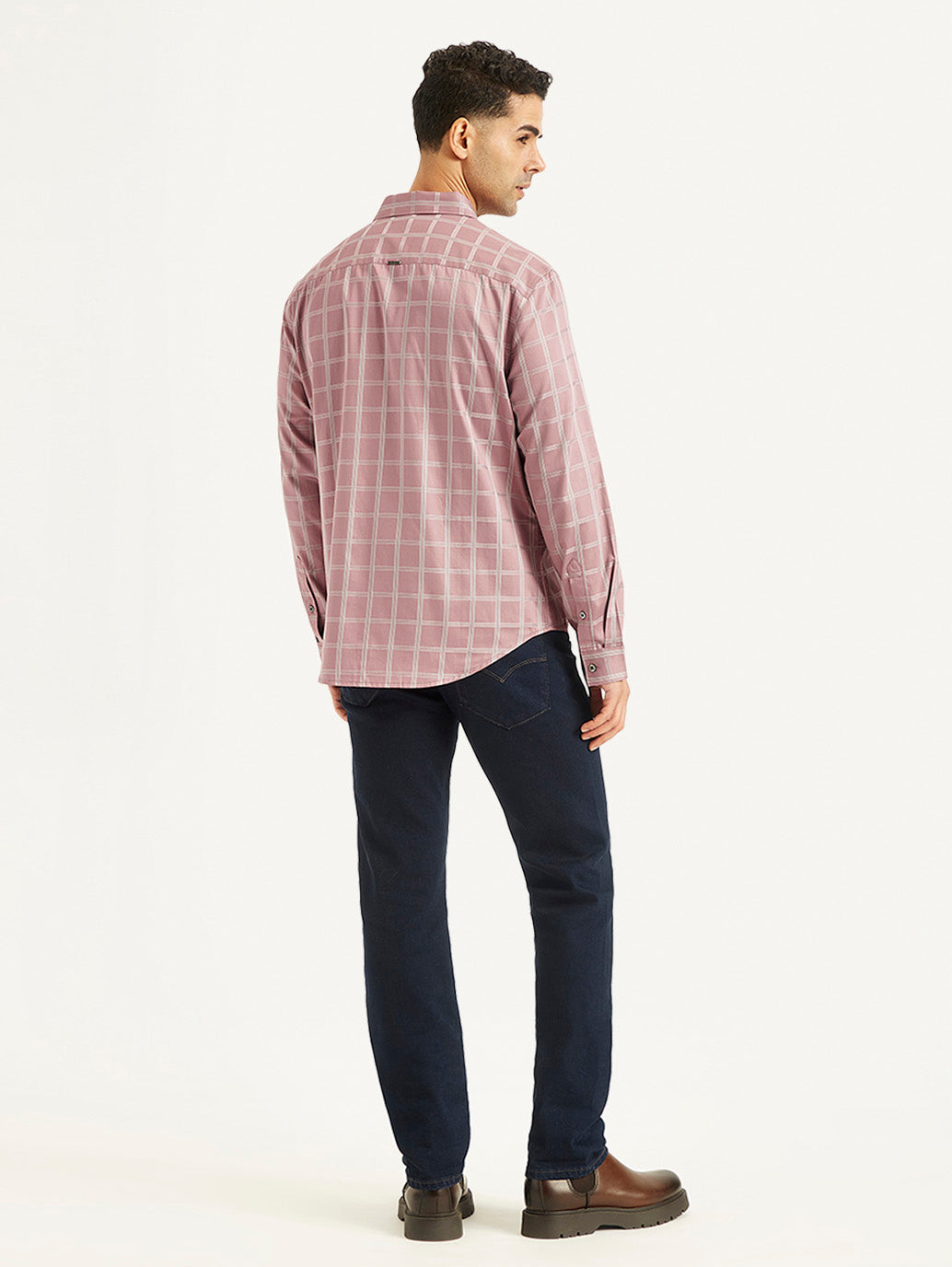 Men's Checkered Spread Collar Shirt