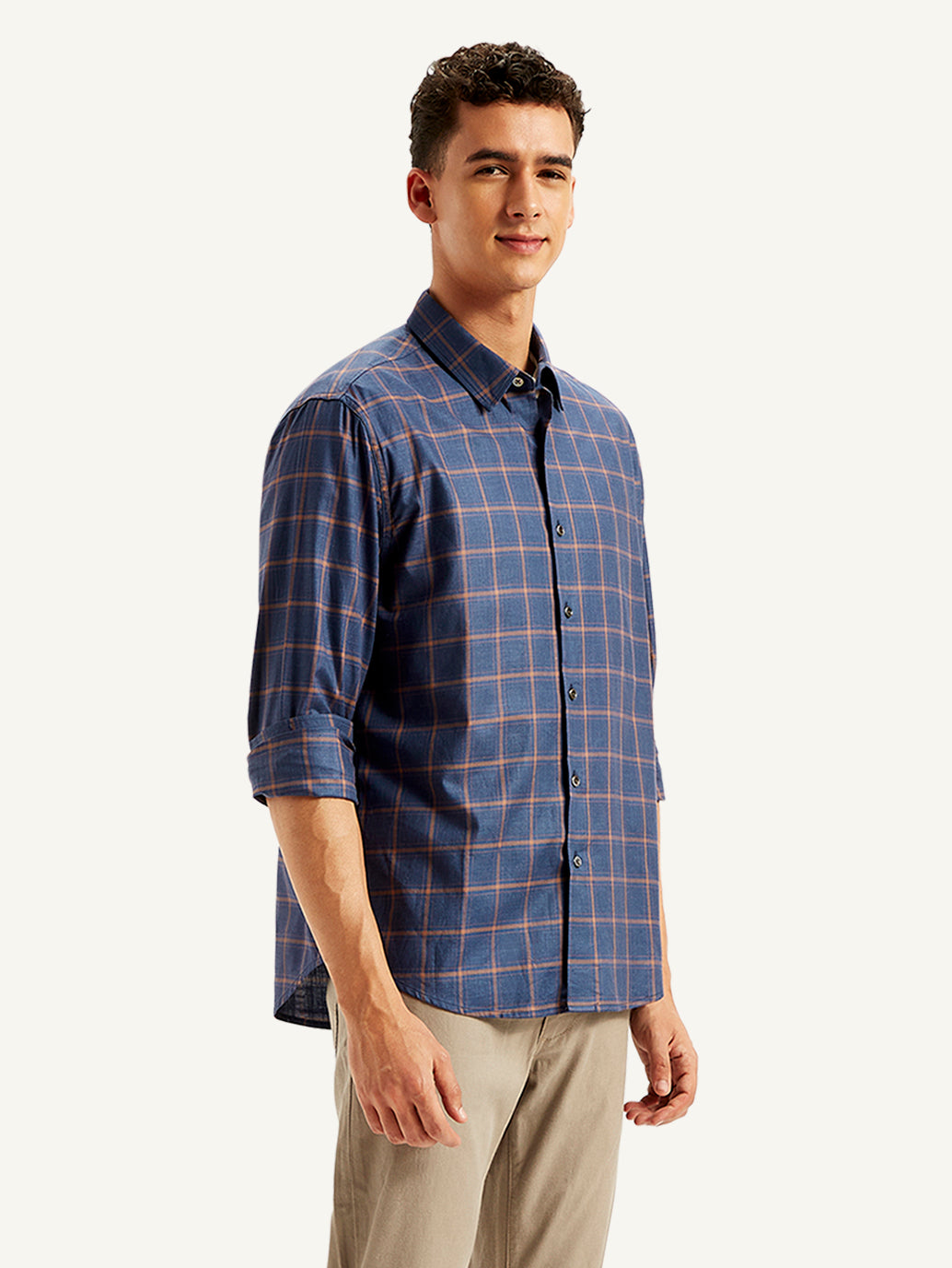 Men's Checkered Spread Collar Shirt