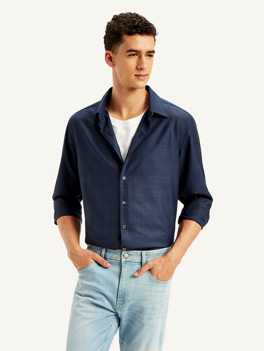 Men's Redloop Checkered Spread Collar Shirt