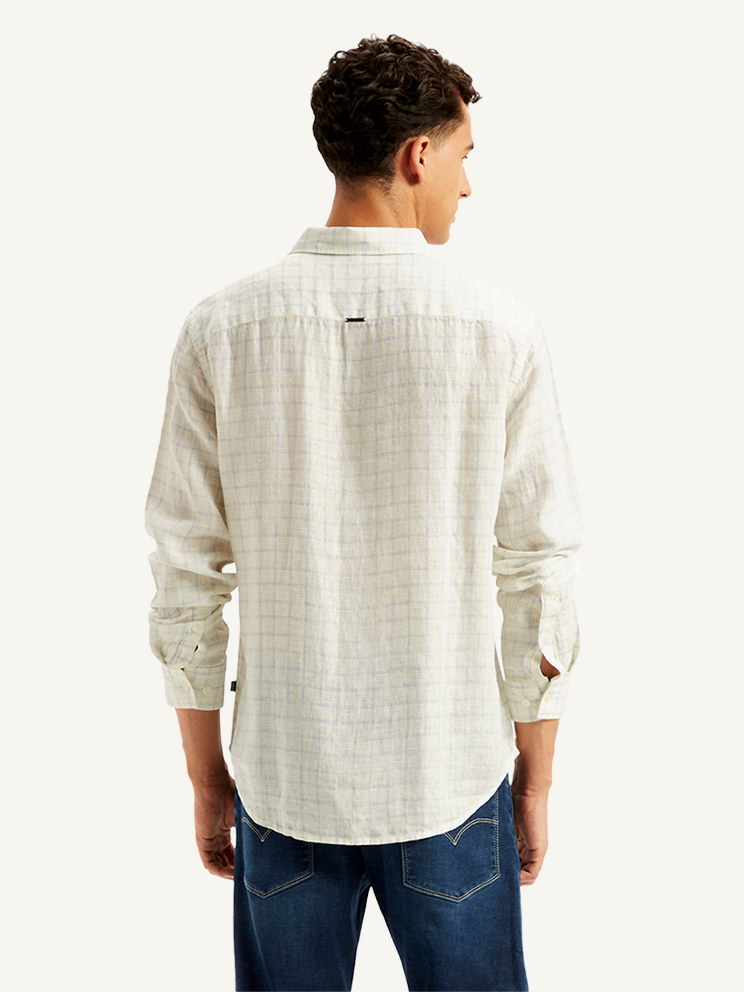 Men's Checkered Spread Collar Shirt