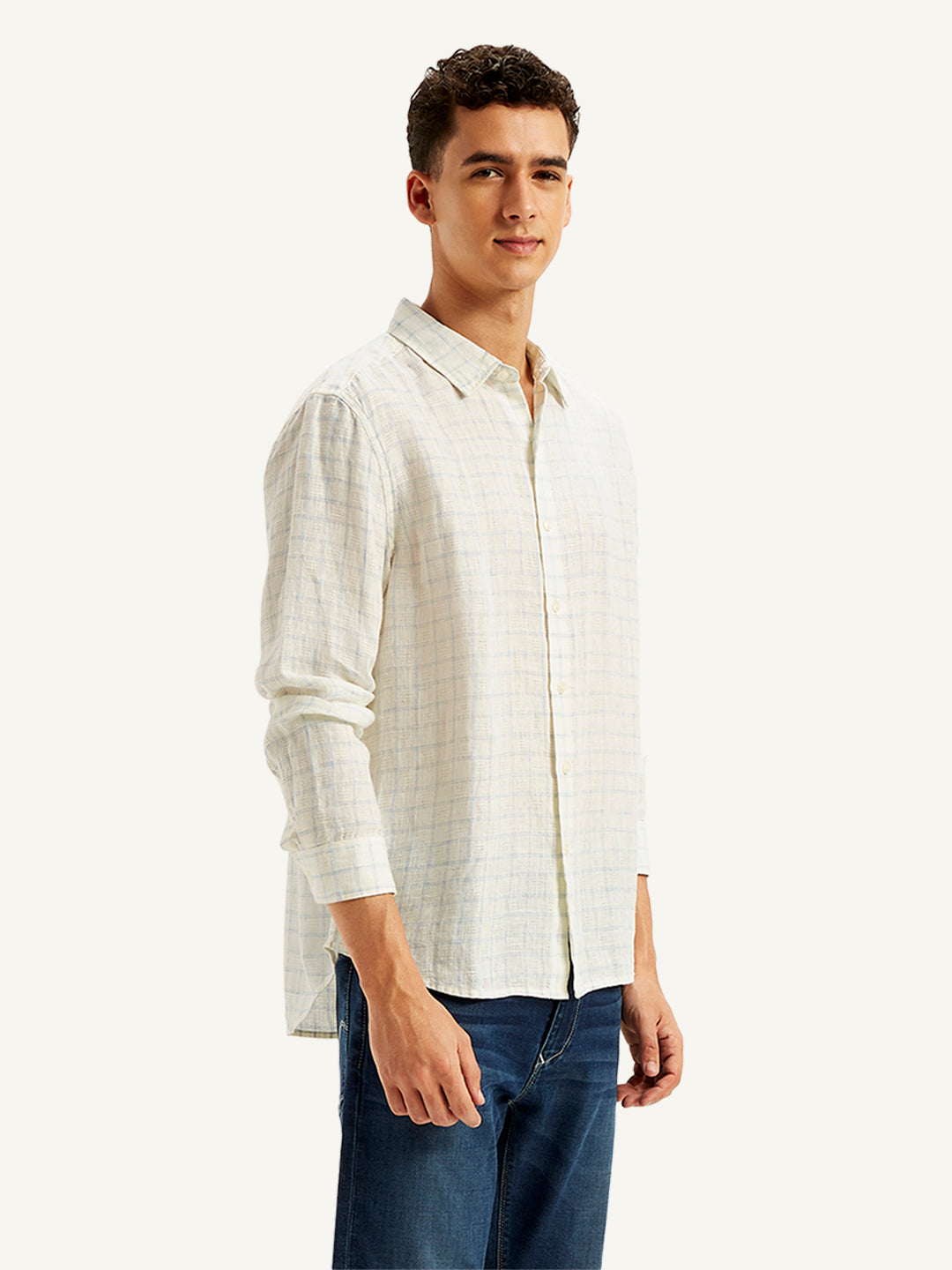 Men's Checkered Spread Collar Shirt