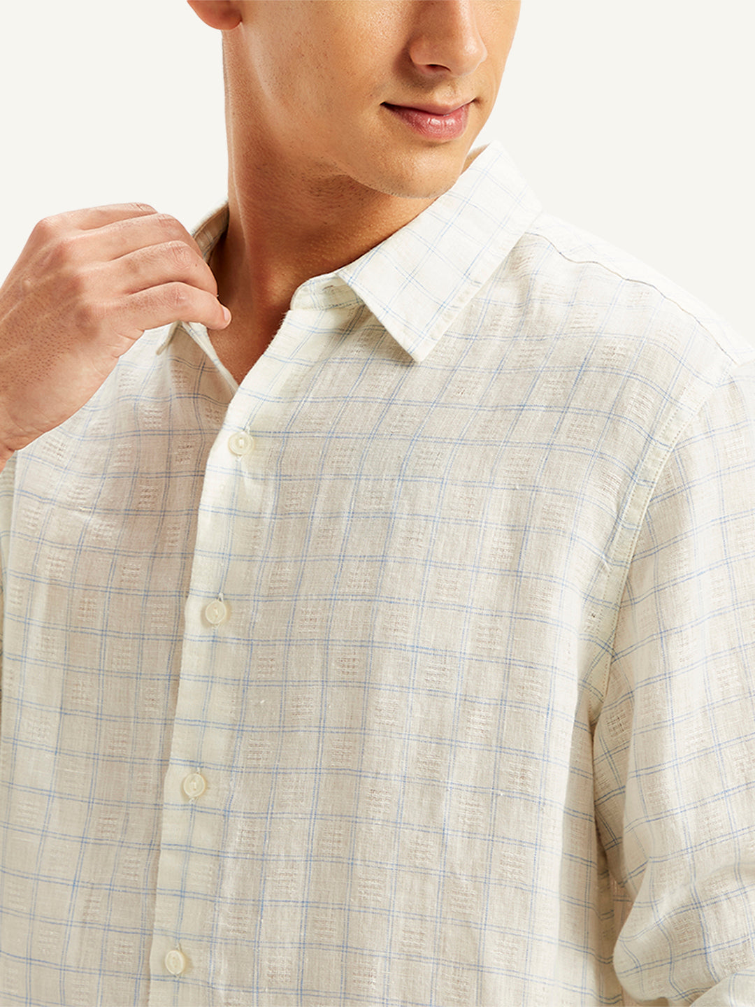 Men's Checkered Spread Collar Shirt