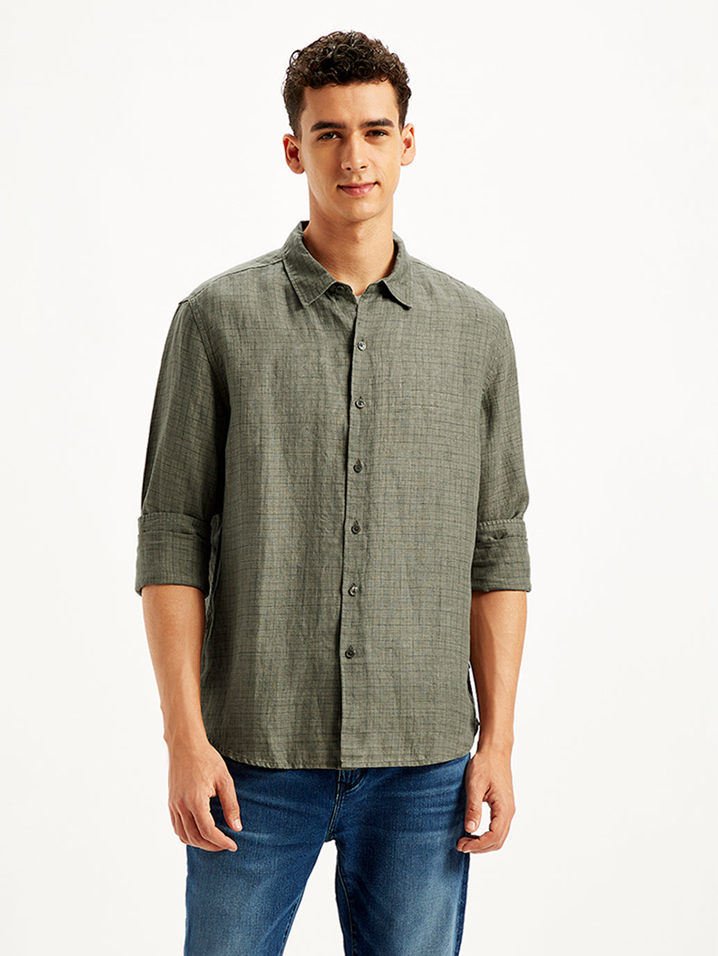 Men's Checkered Spread Collar Shirt