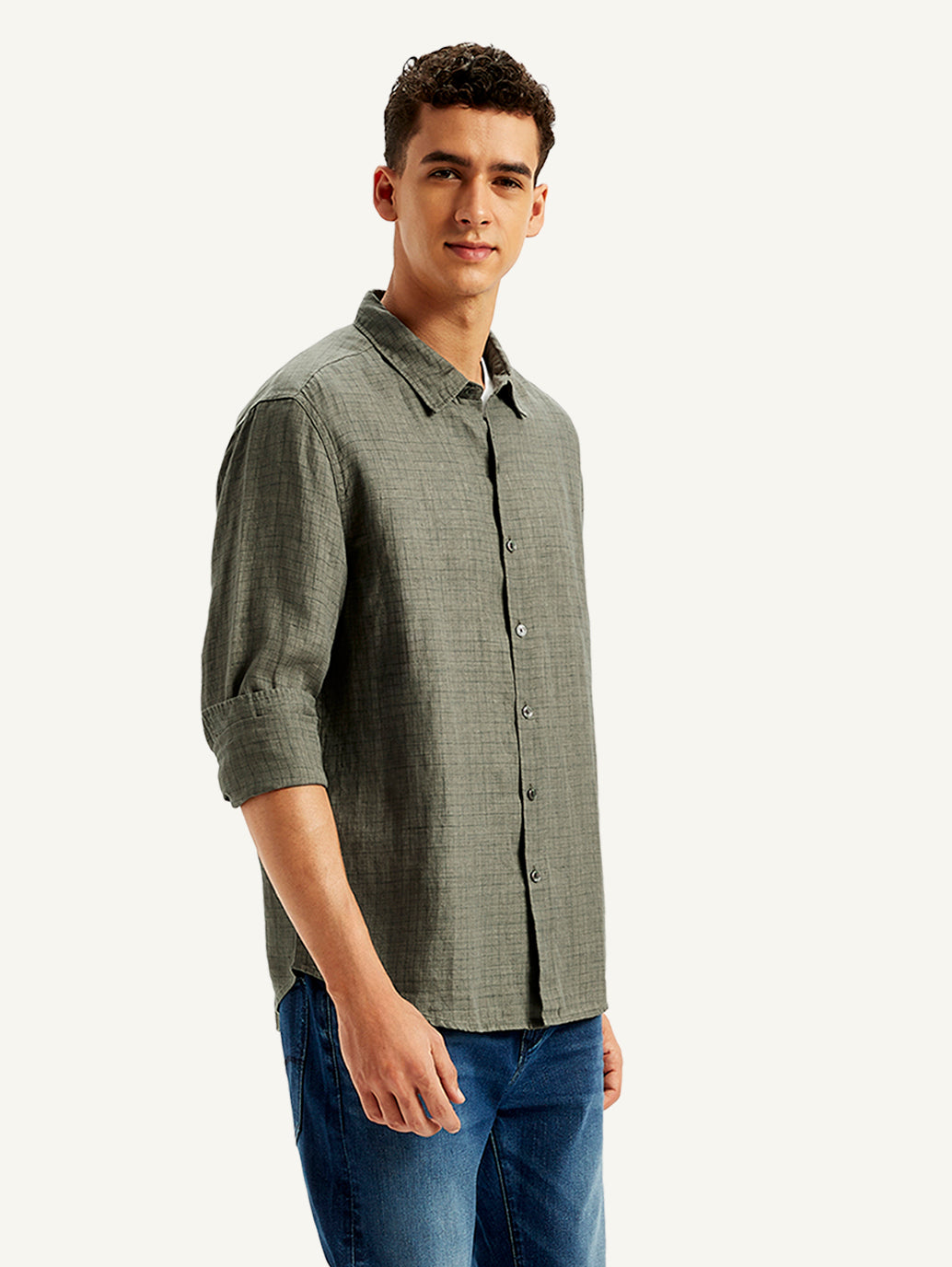 Men's Checkered Spread Collar Shirt