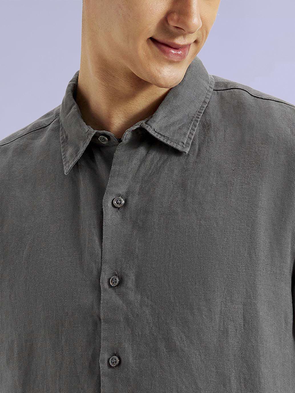 Men's Redloop Solid Slim Fit Linen Shirt - c7f540d0-0b70-47cf-8945-3ef87a747332 View