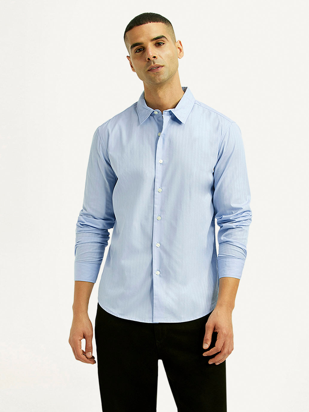 Men's Redloop Striped Light Blue Slim Fit Shirt