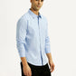 Men's Striped Light Blue Slim Fit Shirt - Side View
