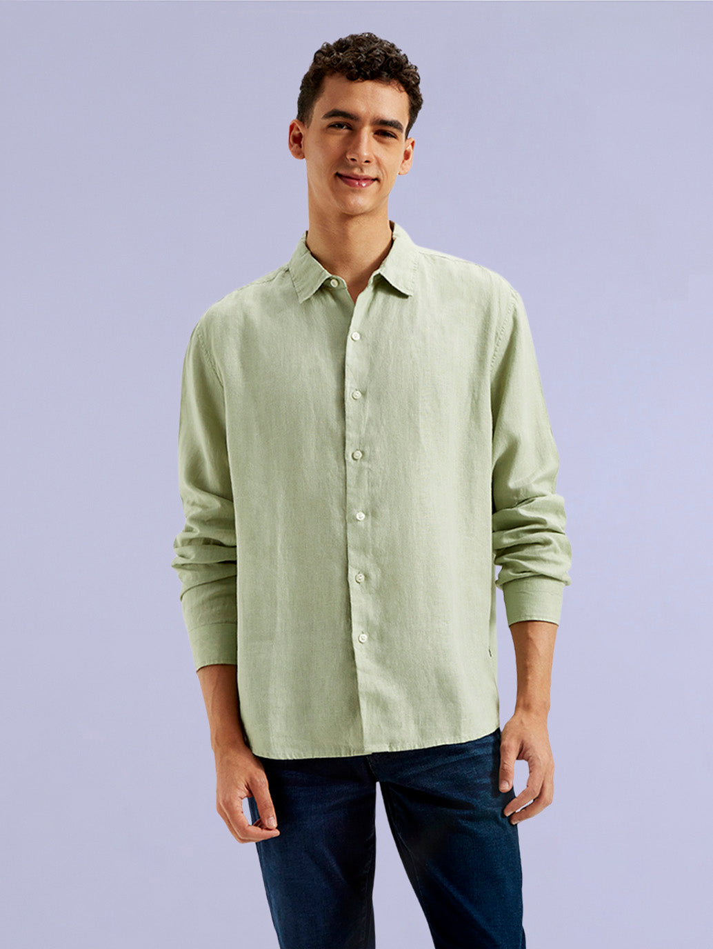 Men's Redloop Solid Slim Fit Linen Shirt - c8467a31-2b1a-49c3-b220-91f69c4614d3 View