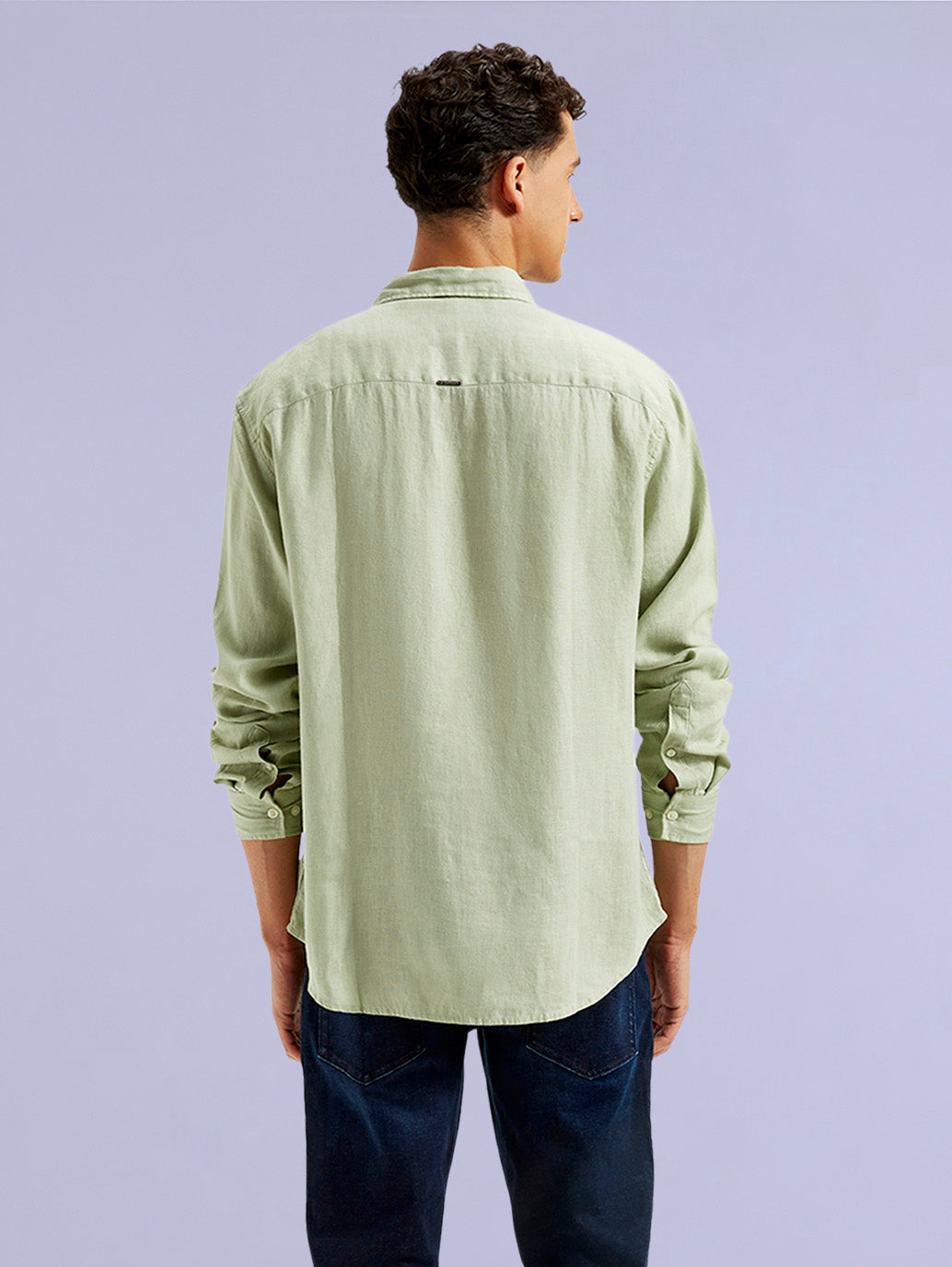 Men's Redloop Solid Slim Fit Linen Shirt - 9eda0b0c-74b0-4de4-bf98-bfaf6f393530 View