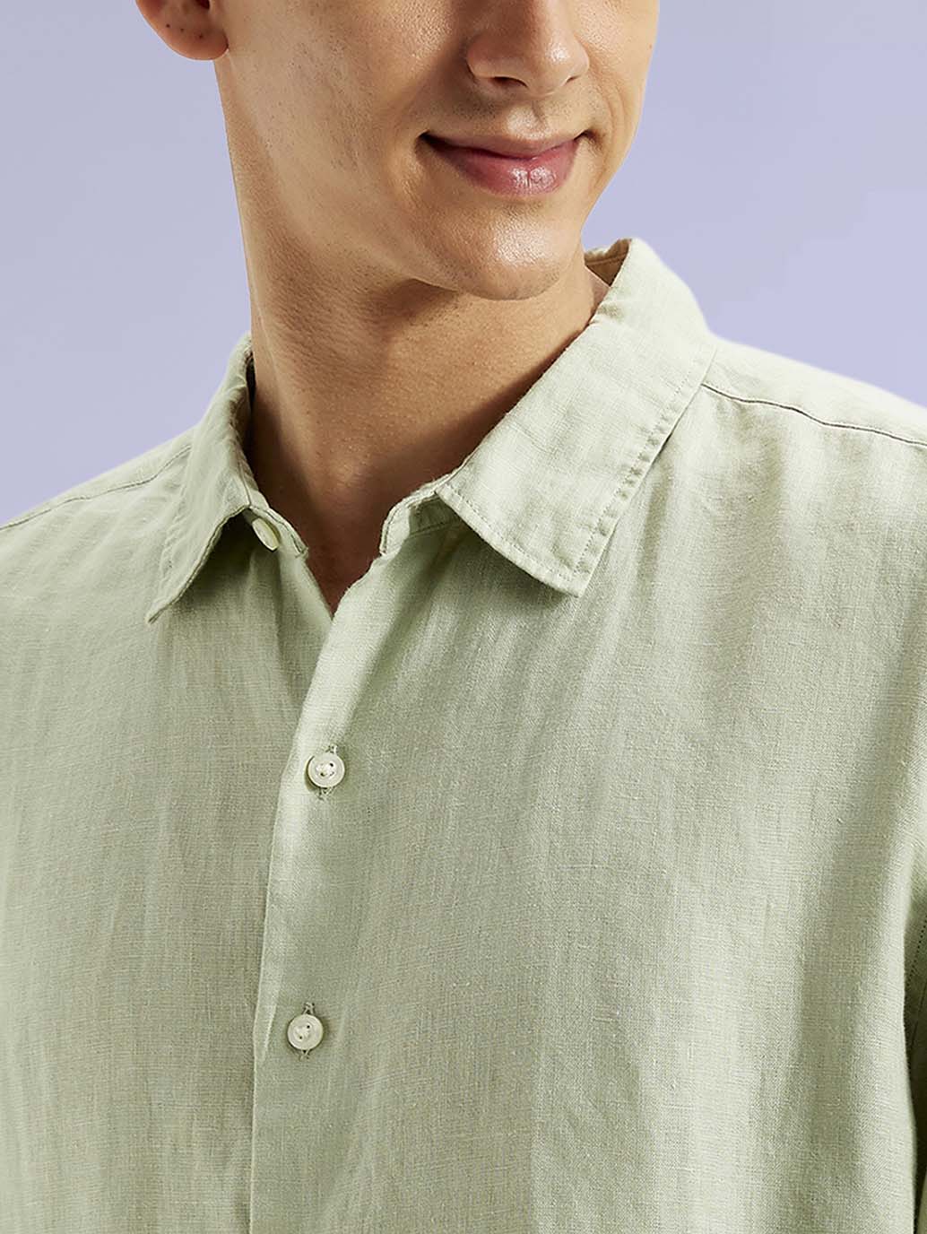 Men's Redloop Solid Slim Fit Linen Shirt - a473112a-dedf-41ce-bd71-3831c32b77e0 View