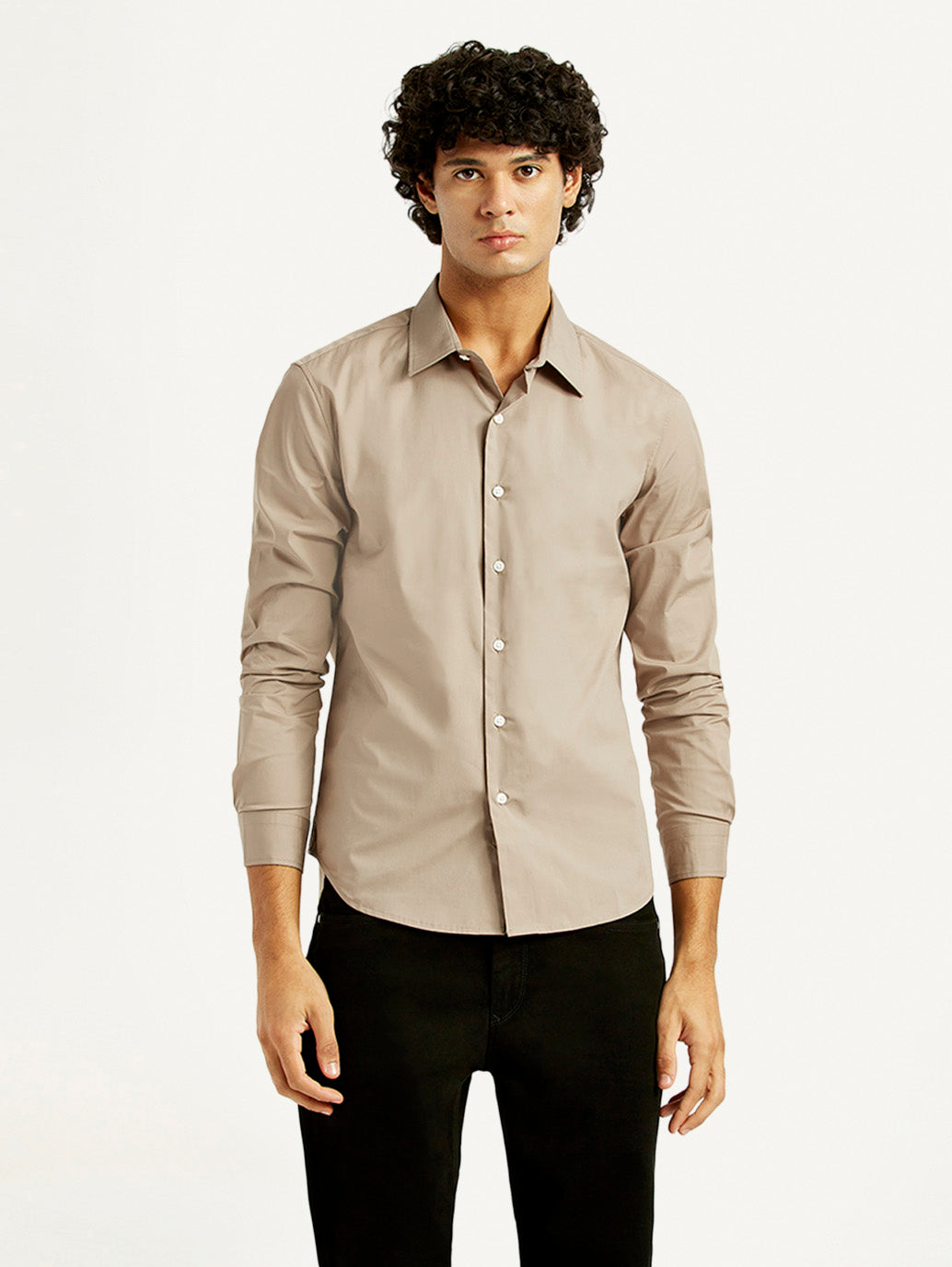 Men's Redloop Solid Slim Fit Shirt - Front View
