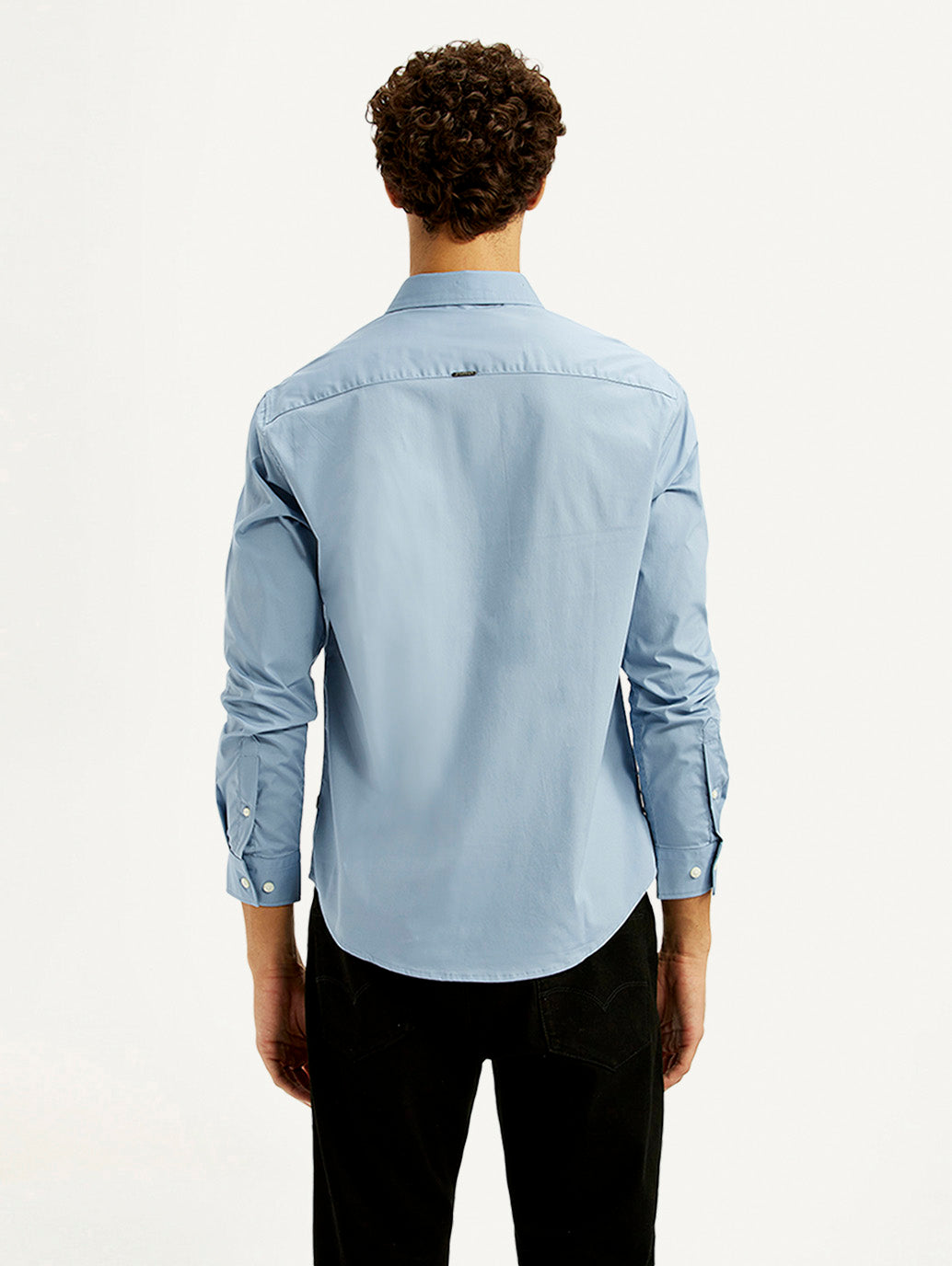 Men's Redloop Solid Light Blue Slim Fit Shirt - Back View