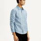 Men's Redloop Solid Light Blue Slim Fit Shirt - Side View