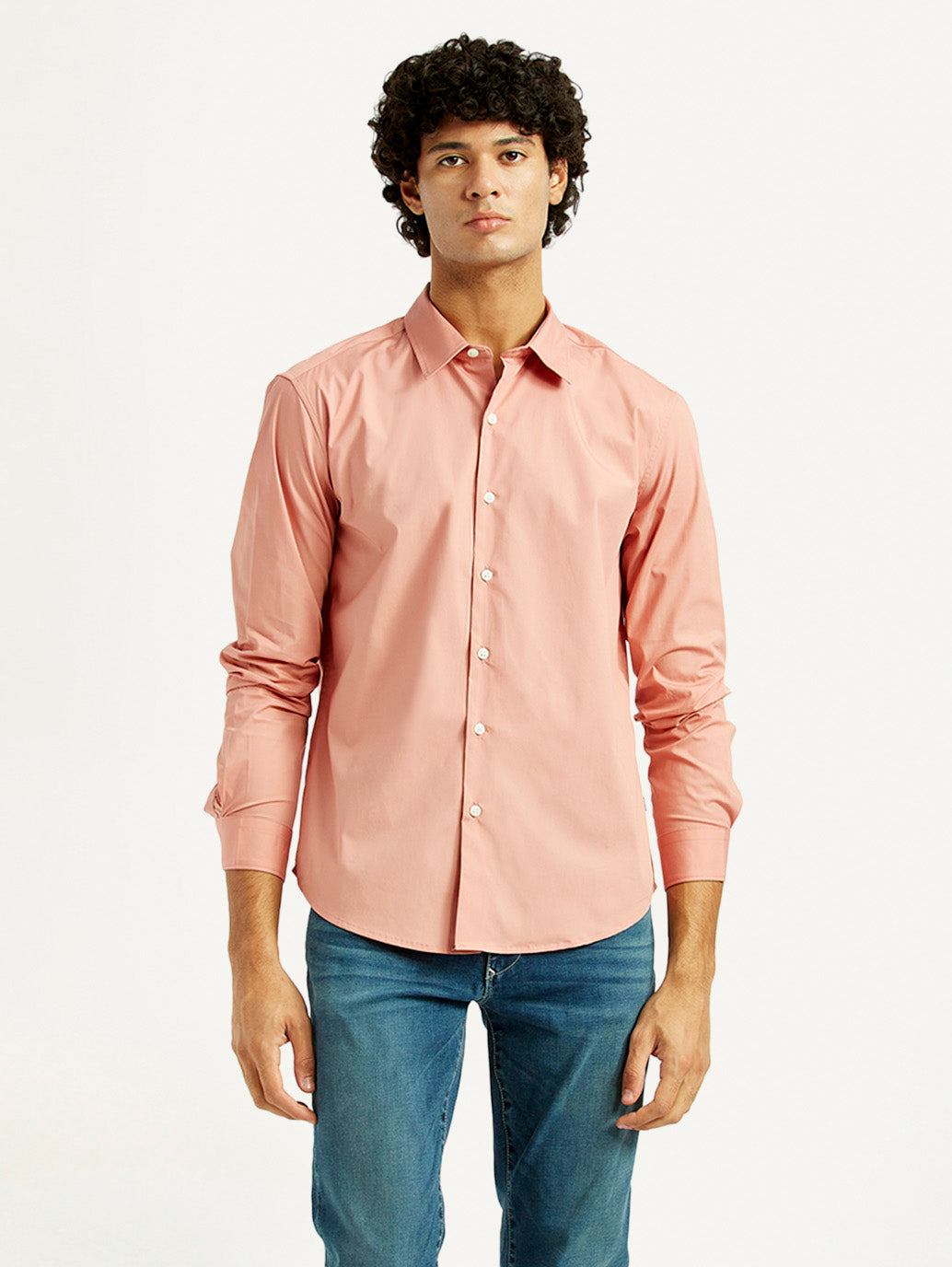Men's Redloop Solid Slim Fit Shirt - Front View