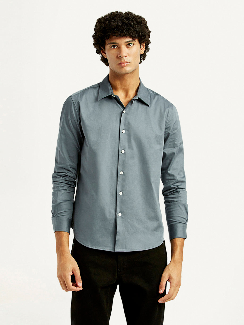 Men's Redloop Solid Slim Fit Shirt - Front View