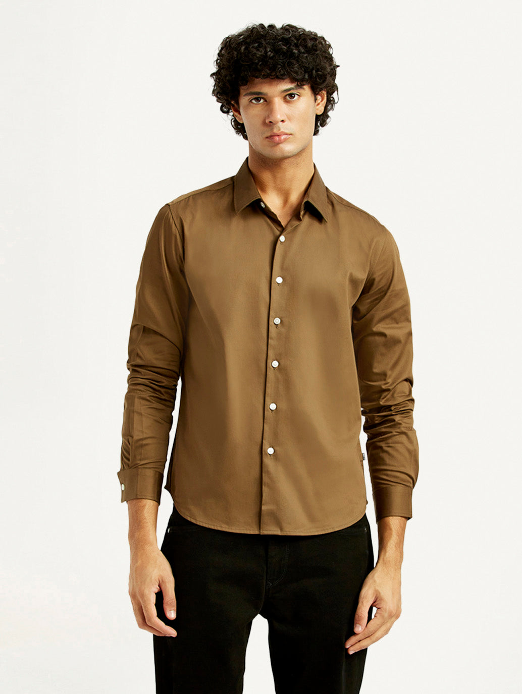 Men's Redloop Solid Slim Fit Shirt - Front View