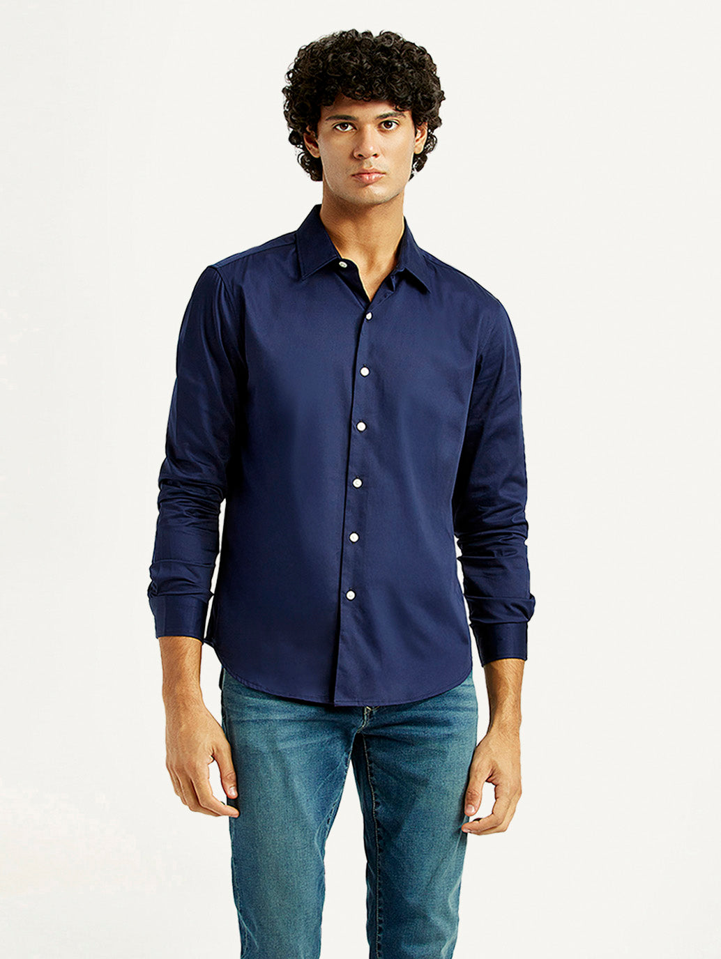 Men's Redloop Solid Slim Fit Shirt - Front View