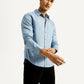 Men's Redloop Striped Light Blue Slim Fit Shirt - Elevated View
