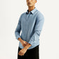 Men's Redloop Striped Light Blue Slim Fit Shirt - Styleshot View