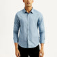 Men's Redloop Striped Light Blue Slim Fit Shirt - Front View