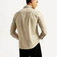 Men's Redloop Solid Beige Slim Fit Shirt - Back View