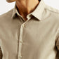 Men's Redloop Solid Beige Slim Fit Shirt - Detail View
